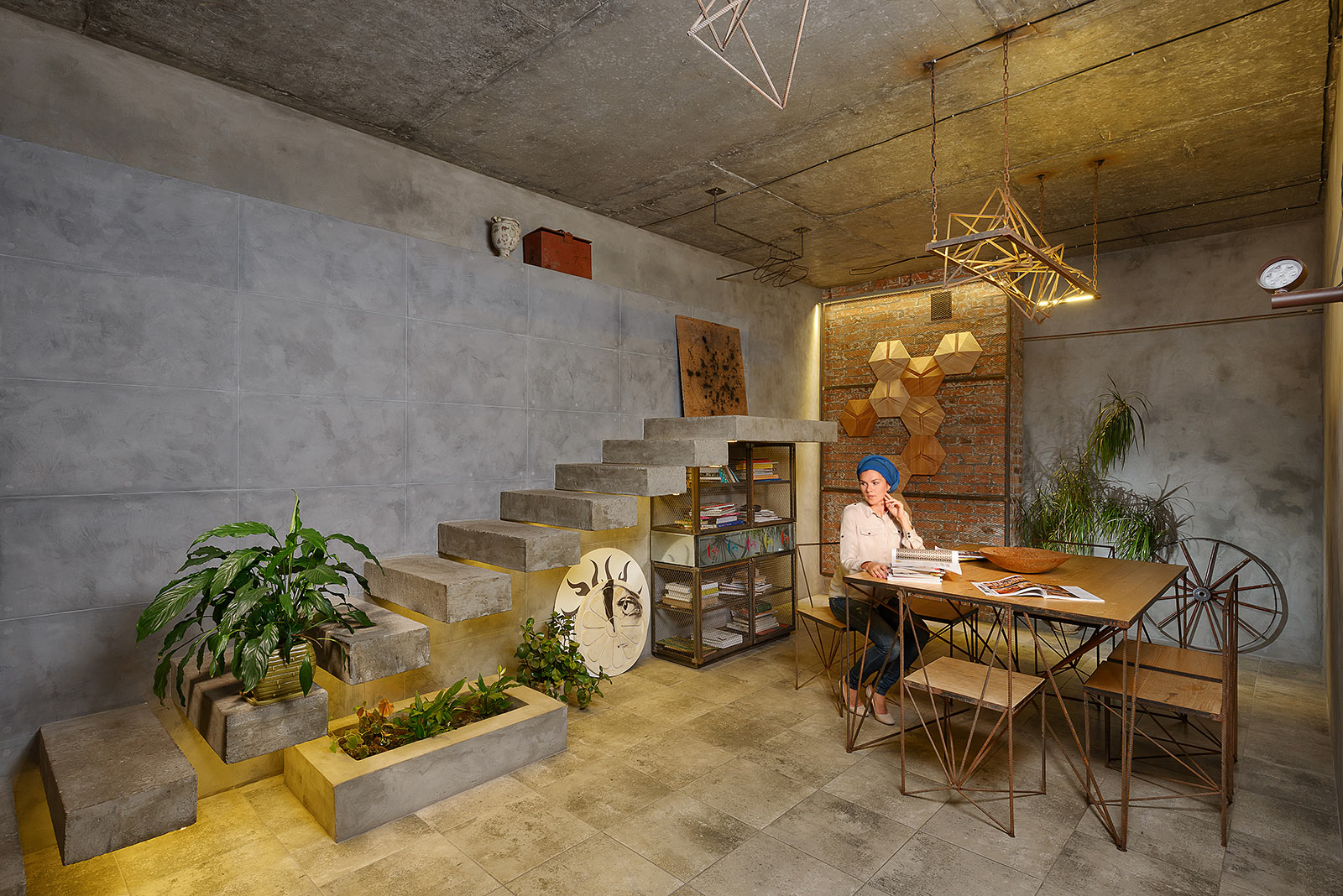 Floating Staircase In An Industrial Style Loft