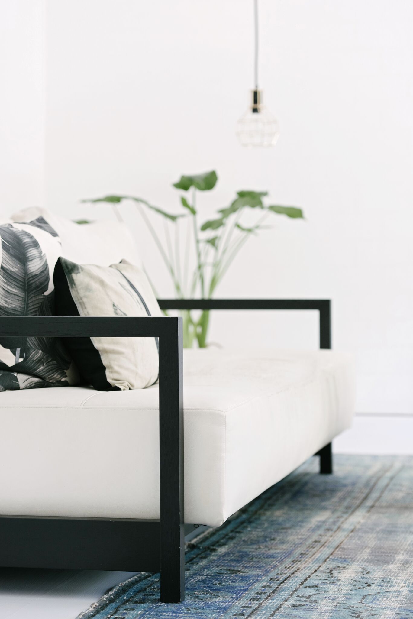 Black And White Sofa In A Scandinavian Living Room