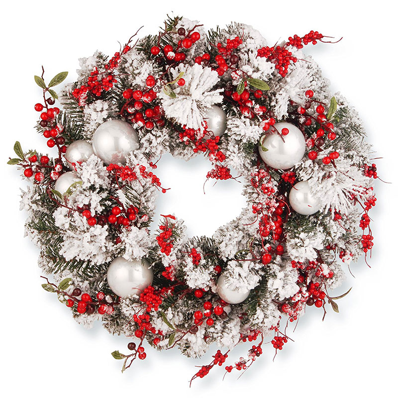 White &Amp; Red Christmas Wreath