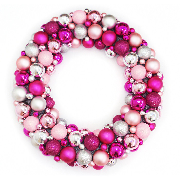Pink Christmas Ball Ornament Wreath