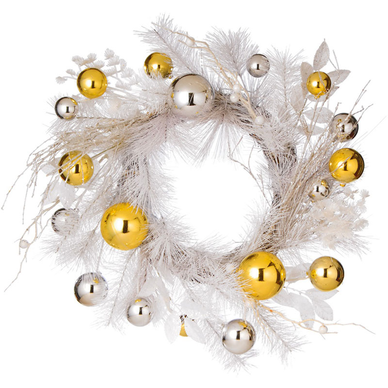 Christmas Wreath With Silver &Amp; Gold Ornaments