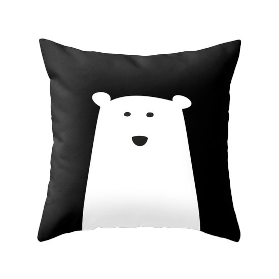 Black And White Polar Bear Pillow