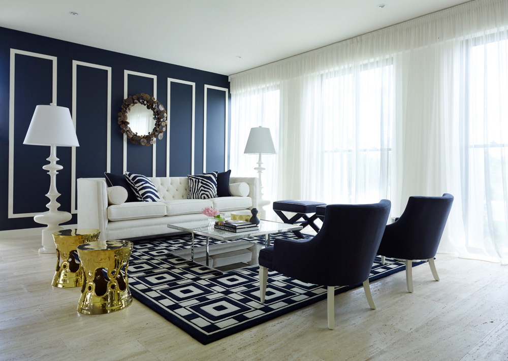 Stylish Navy Blue Living Room