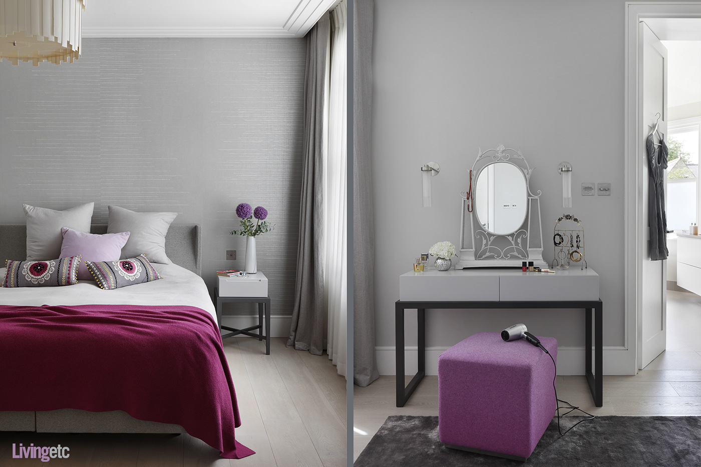 Grey And Purple Bedroom