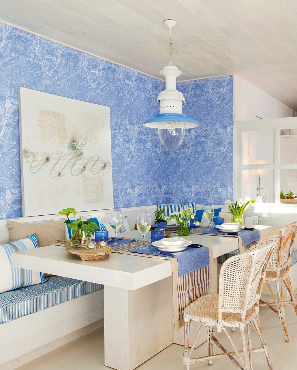 Blue Coastal Design Dining Area