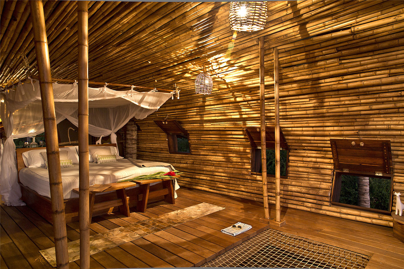 Bamboo Interior Of A Vacation Cabin