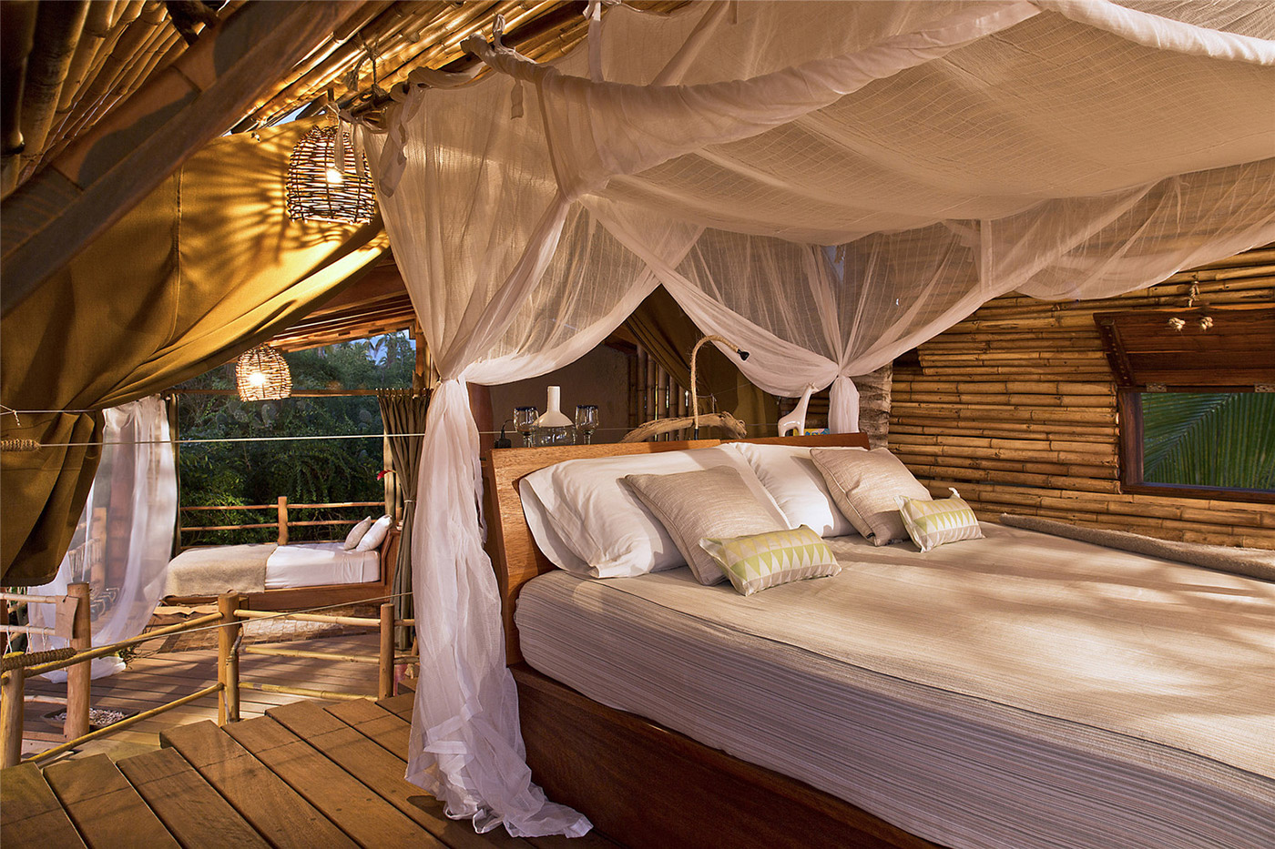 Canopy Bed In A Bamboo Cabin