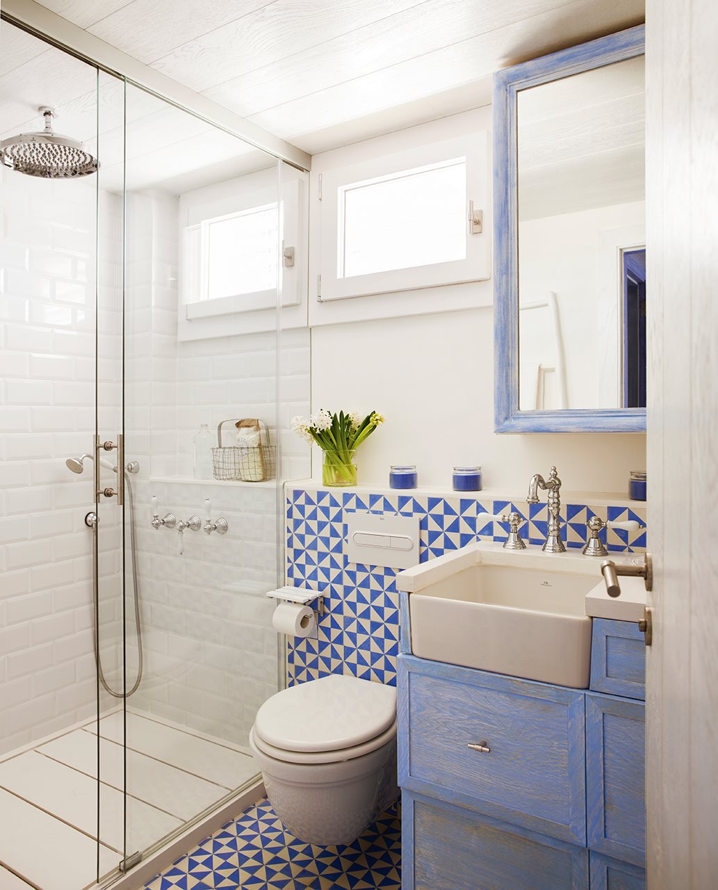 White And Blue Bathroom