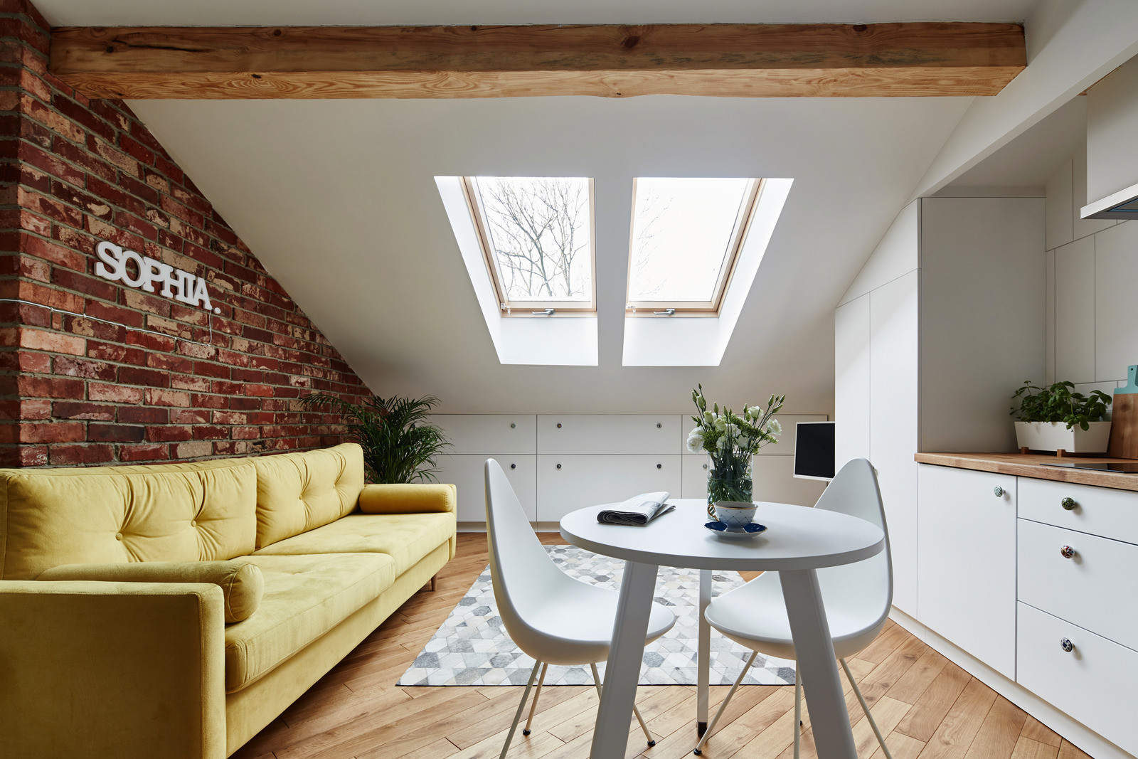 Attic Apartment With Brick Wall