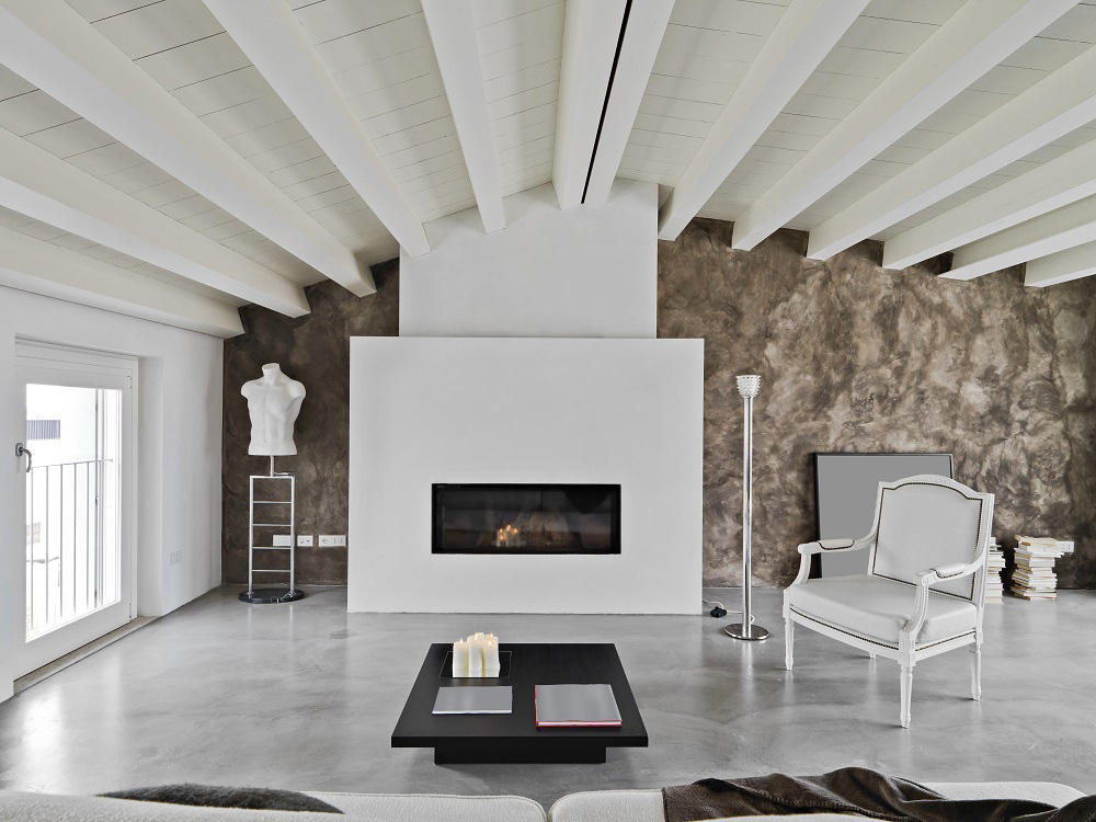 Contemporary Attice With A Fireplace