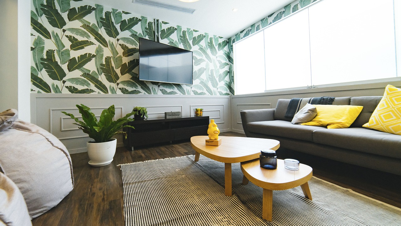 Tropical Theme Interior With Leaves