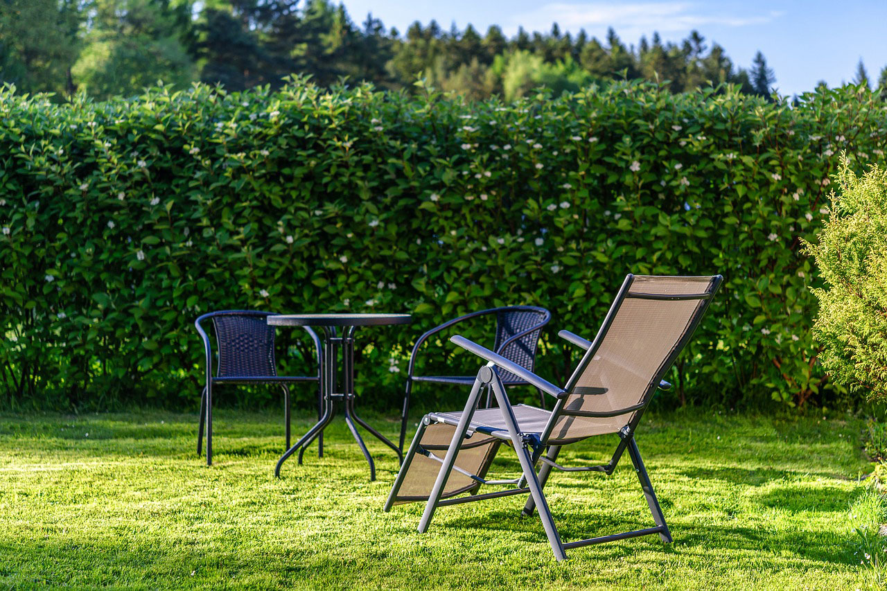 Private Garden With A Green Fence