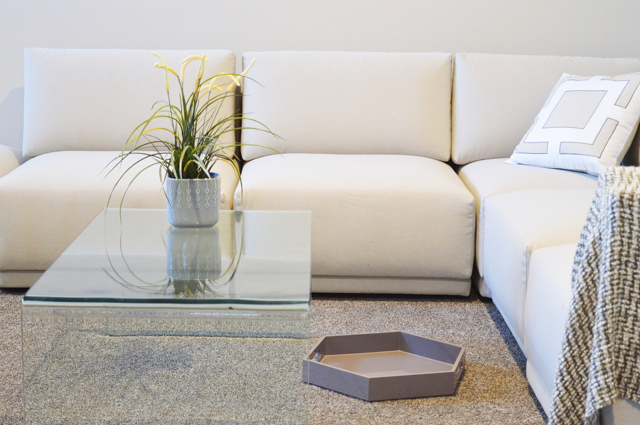 Living Room With A Transparent Coffee Table