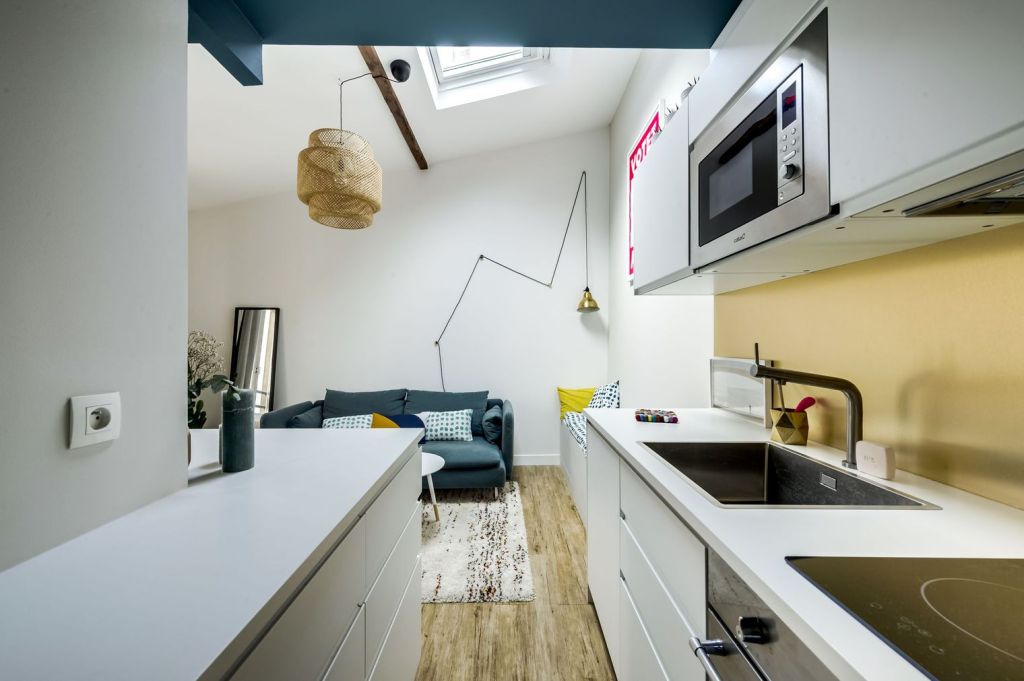 White Narrow Kitchen