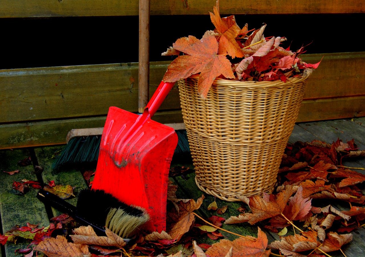 Cleaning A Deck From Fallen Leaves