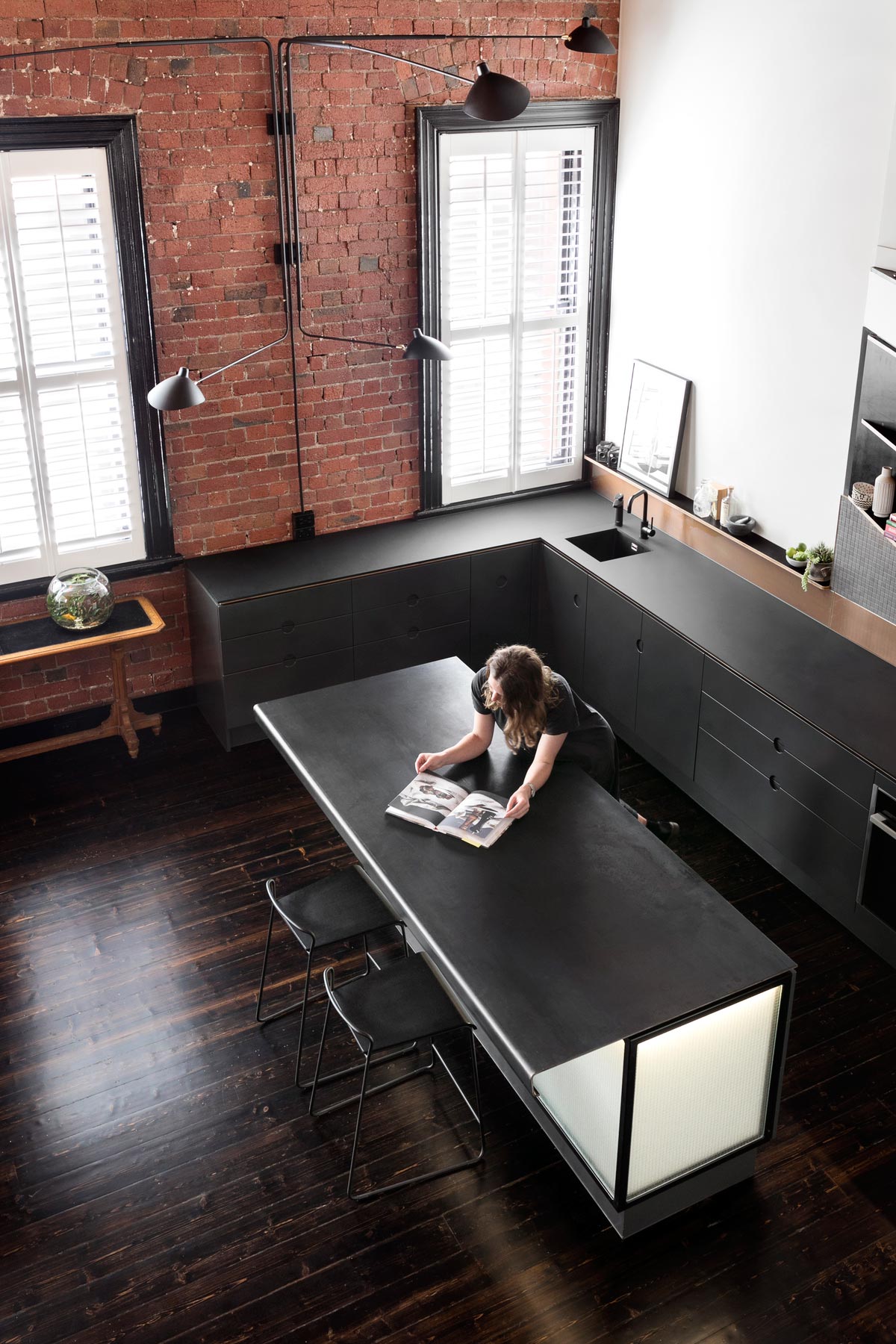 Black Kitchen With An Island