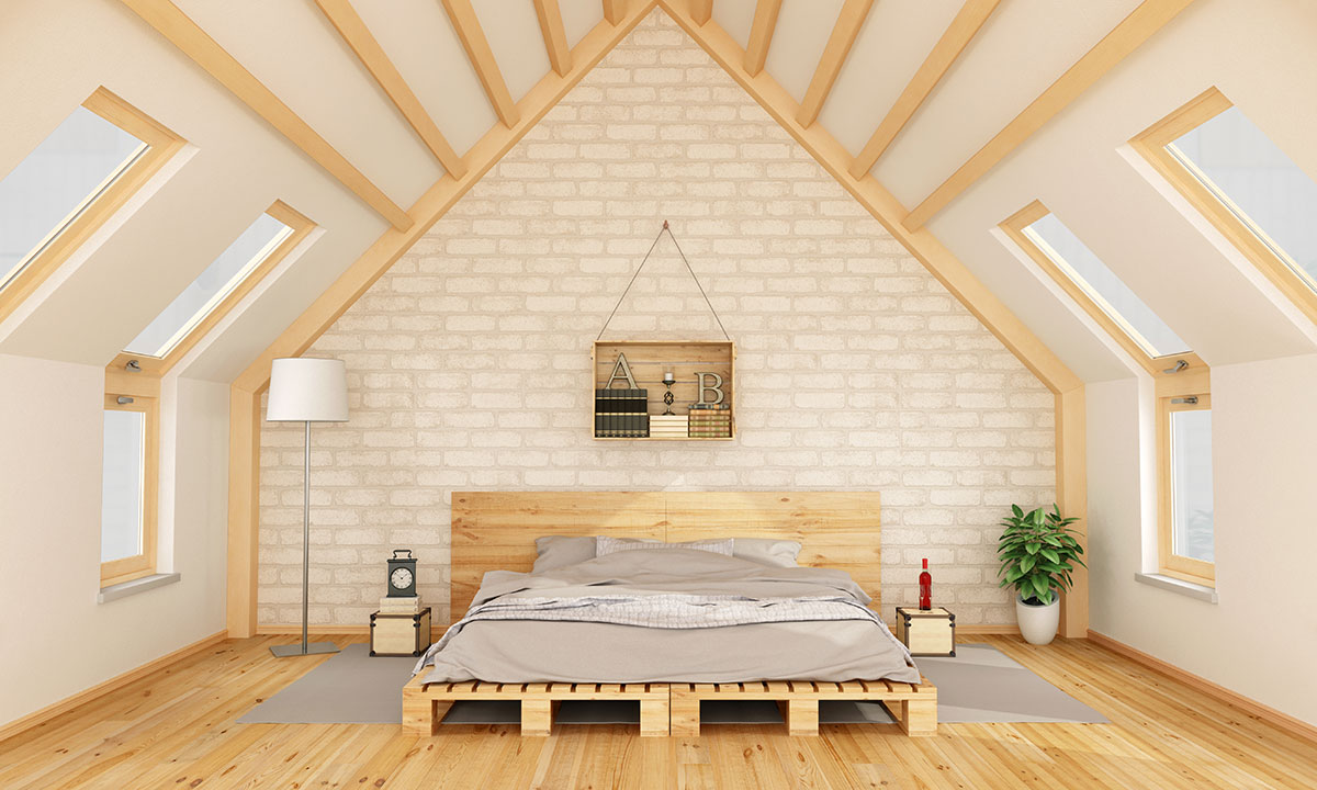 Attic Bedroom With Skylights