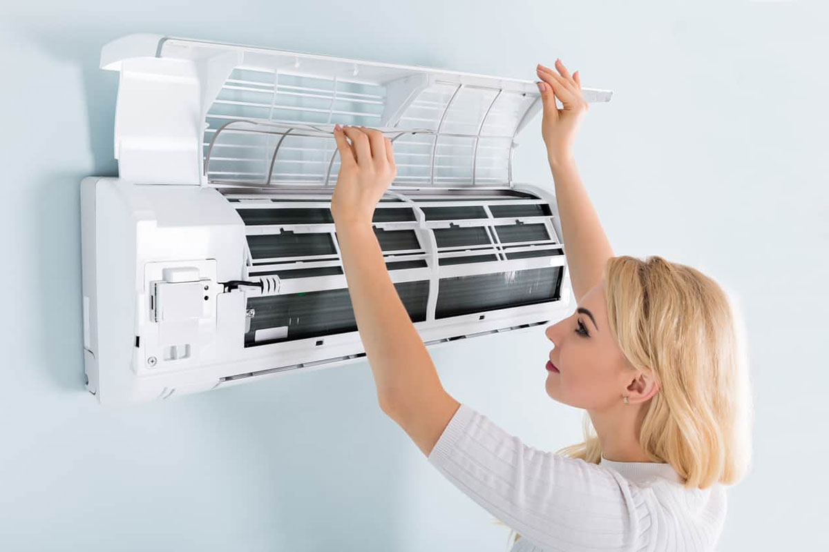 Woman Cleaning Ac Filters