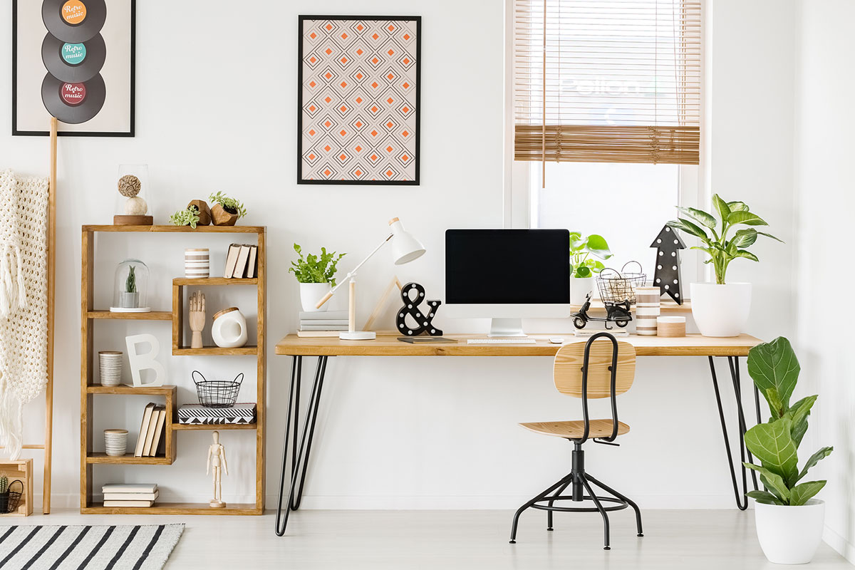 Modern Home Office In White And Wood