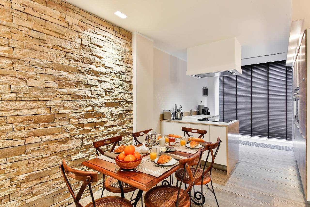 Stone Wall In The Dining Wall