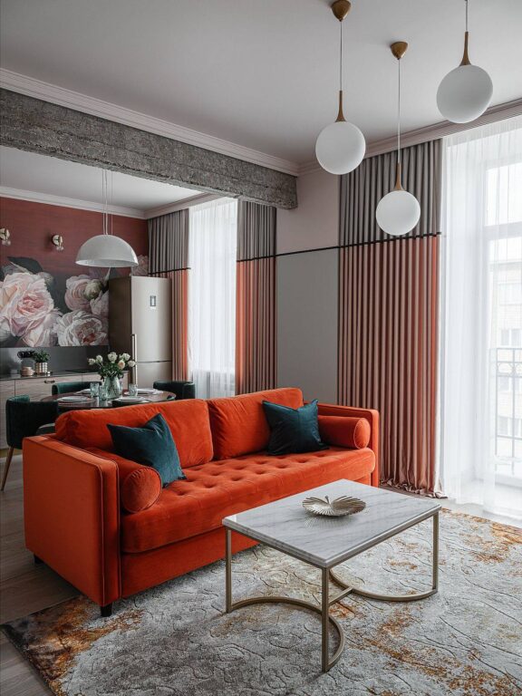 A Modern Apartment With Vibrant Pops Of Orange Adorable HomeAdorable Home