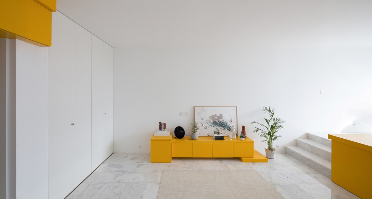 Small Apartment In White And Yellow