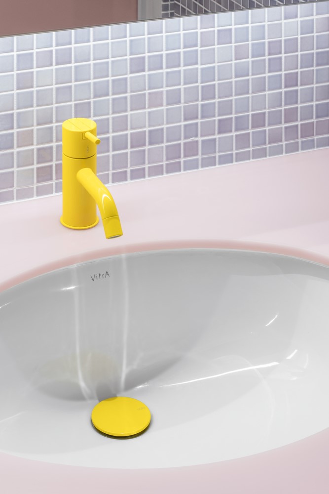 Pink And Yellow Bathroom Sink