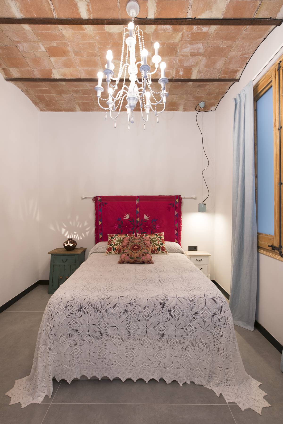 Guest Bedroom With A Brick Ceiling