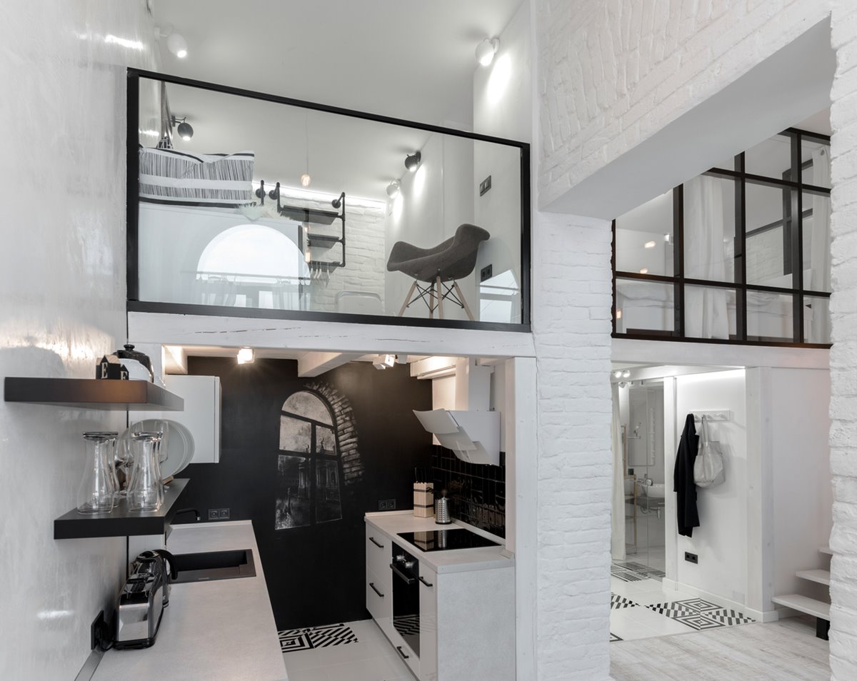 Stylish Black and White Loft Ukraine     Adorable Home