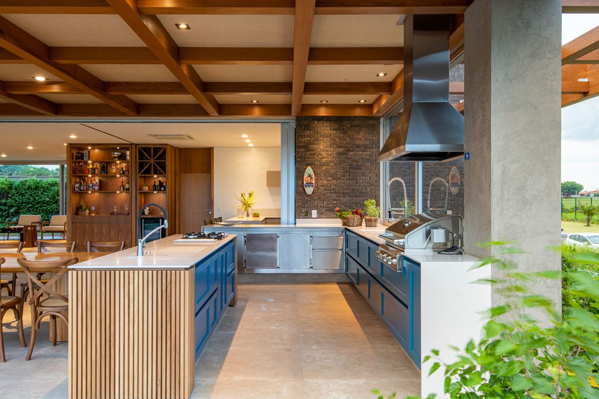 Modern Kitchen With Blue Cabinets