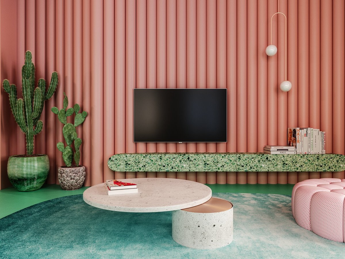 Unique Pink And Green Interior