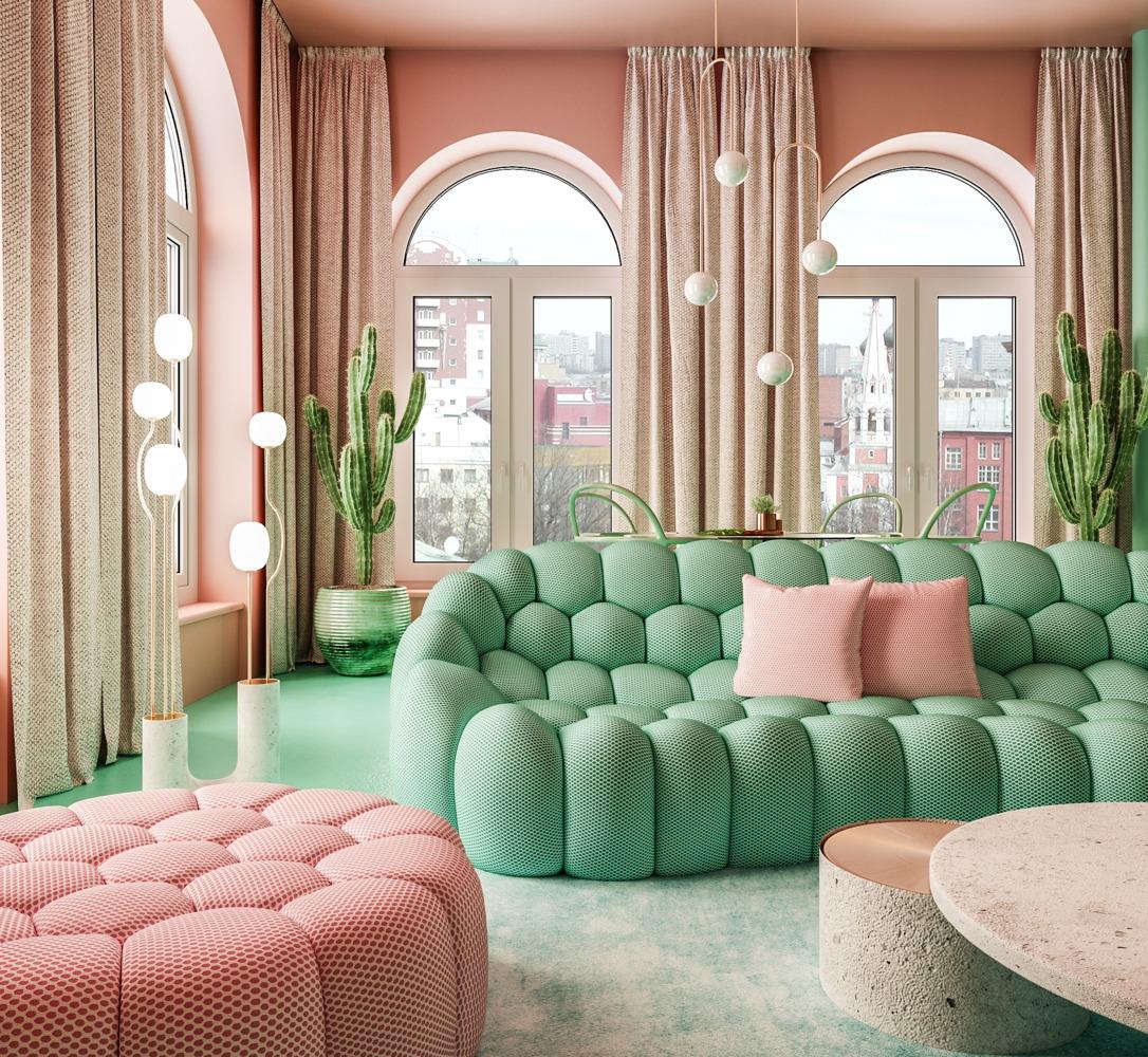 Living Room In Pastel Shades