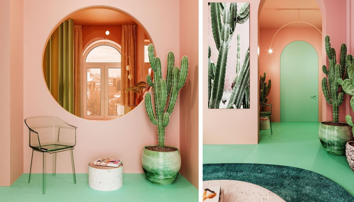 Pink And Green Entrance Hall