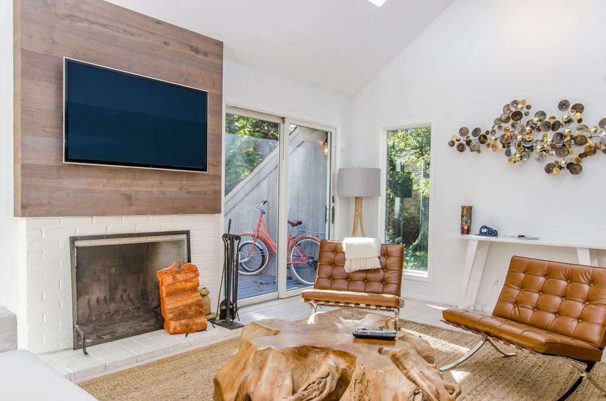 living room shaped fireplace