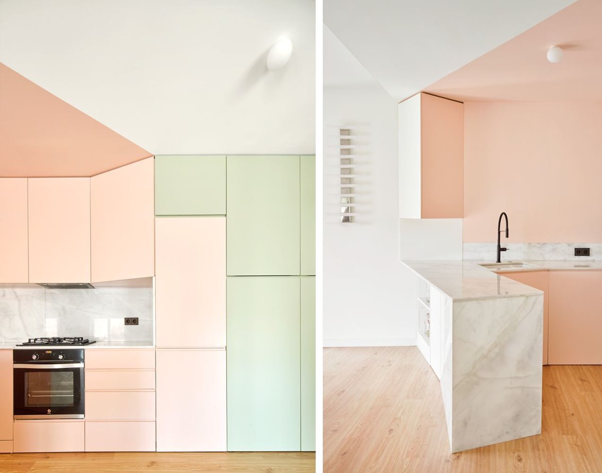 Pink And Mint Kitchen Design