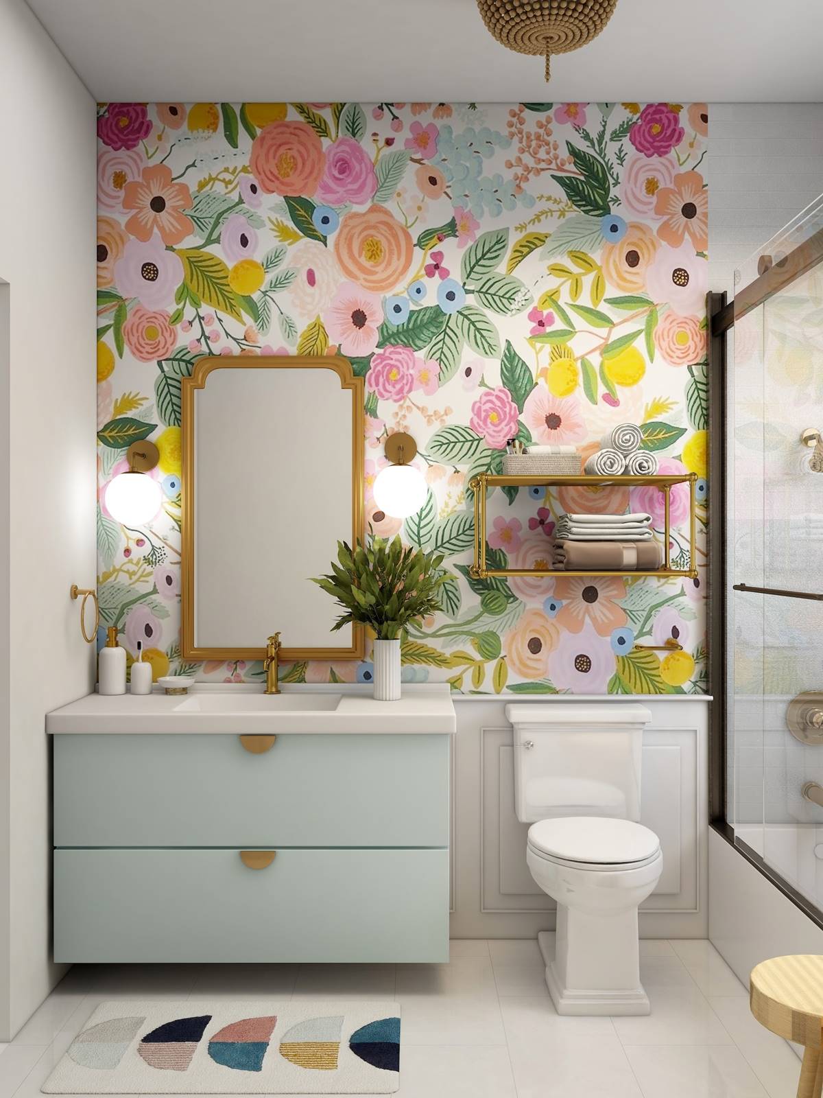 Bathroom With Wallpaper