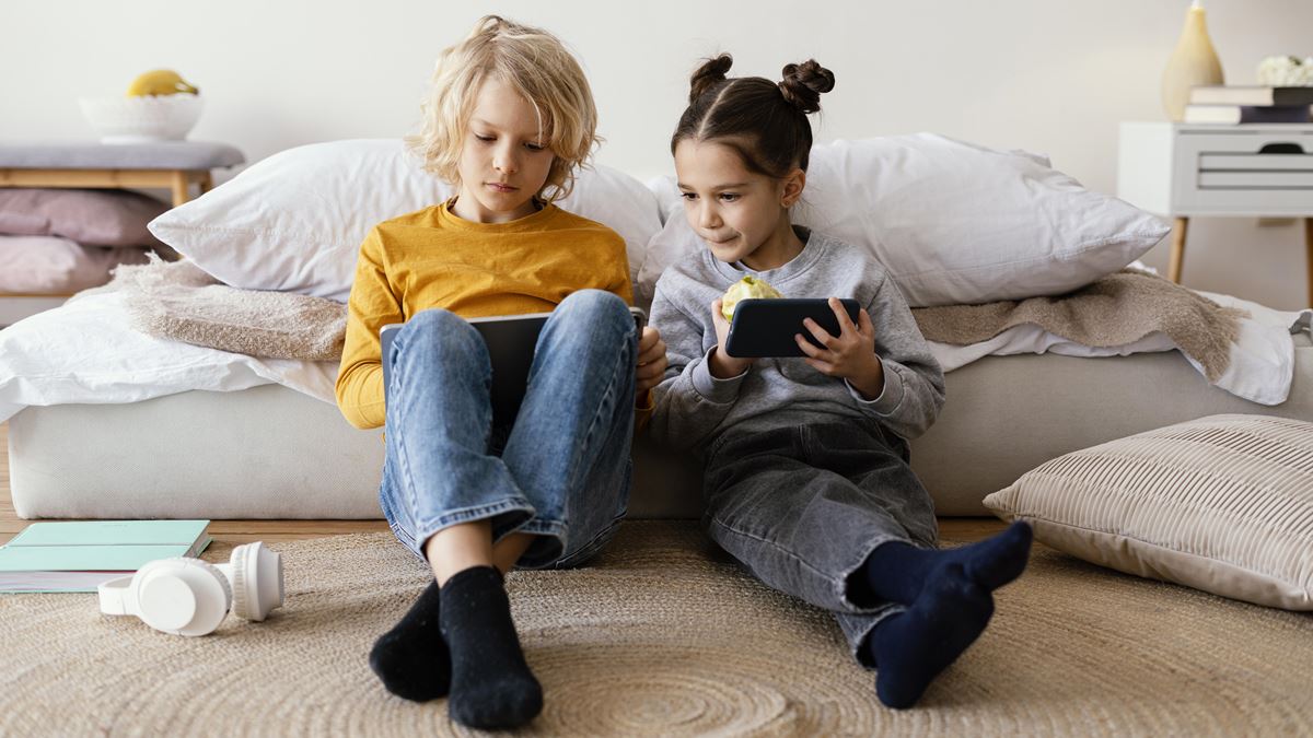 Children Playing On Tablets