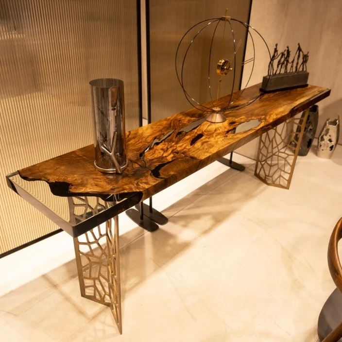 Wood And Epoxy Console Table